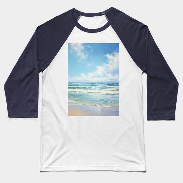 Minimalistic water color painting of ocean - 3 Baseball T-Shirt by UmagineArts